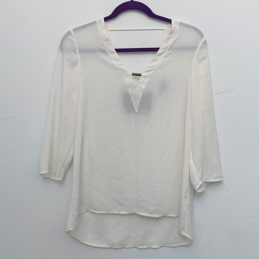 Semi sheer cream blouse with open back Express XS